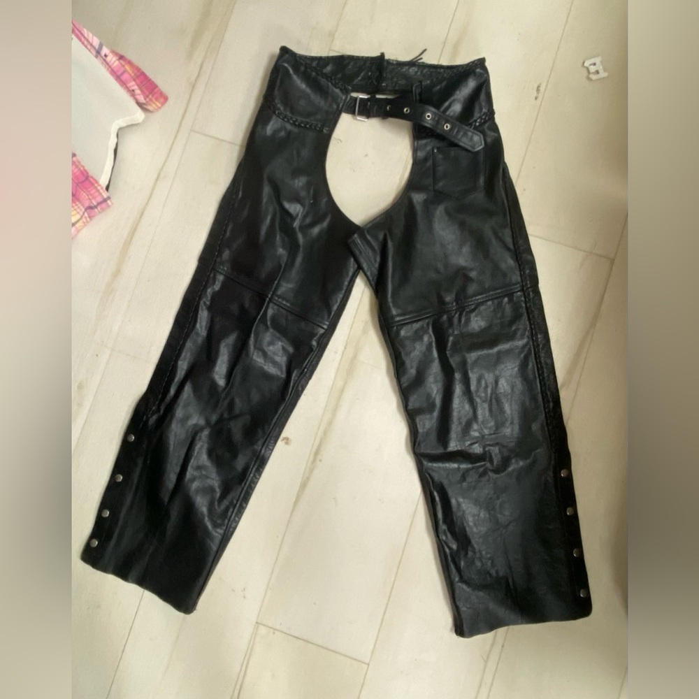 Leather biker chaps
